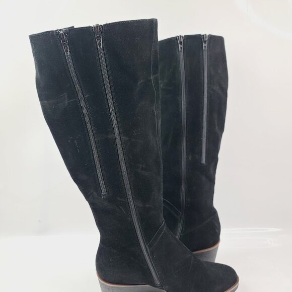 Aerosoles Women's Black Suede Binocular Wedge Knee High Heeled Boot Size 8 - Picture 5 of 8